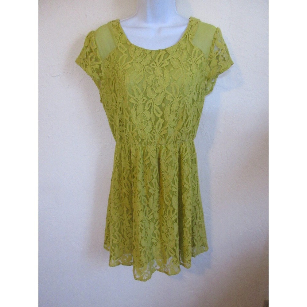 Coincidence & Chance Dress Size Medium Lace Mustard Yellow Fit & Flare
